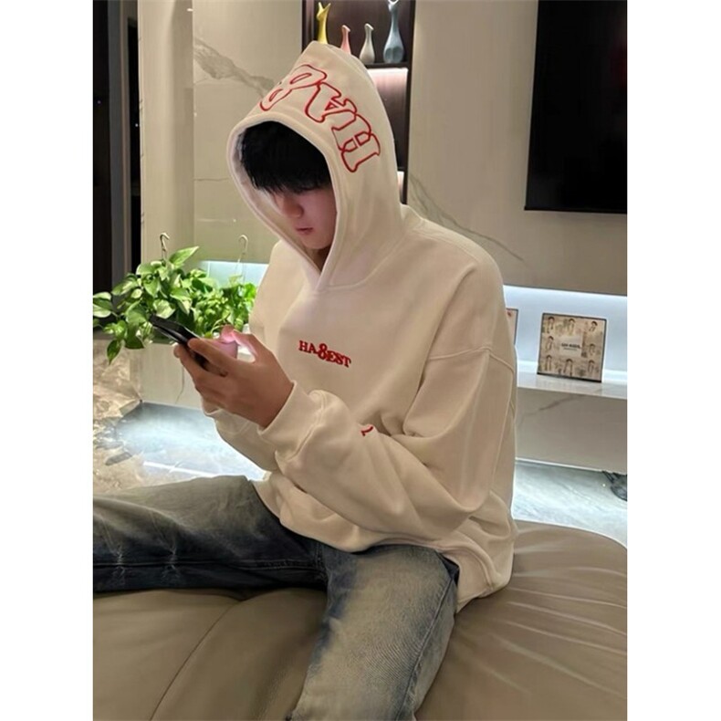 复古黑色连帽卫衣男款重工刺绣加绒重磅帽衫上衣WT291,男装卫衣,星座1116A（原606A-3）