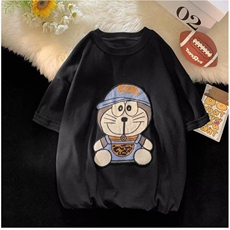 重磅纯棉短袖t恤男ins潮宽松半袖叮当猫刺绣情侣装上衣GA388P28，男装T恤，星座1013-5