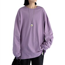 21早春新款纯色长袖T恤男女士打底衫圆领纯棉A158-T88889-P21,男装T恤,电商A158-1