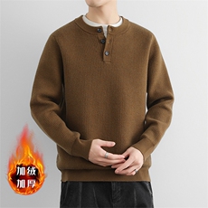 加绒加厚亨利领内搭针织潮牌打底衫青年保暖毛线JR2427P90，男装针织衫/毛衣，星座914