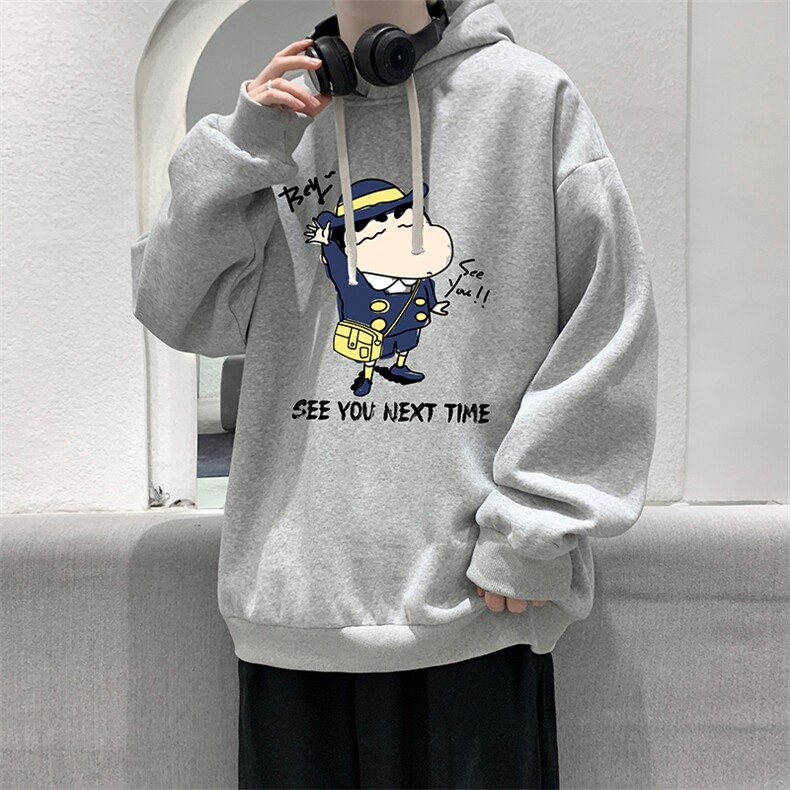 WY2240-P35加绒款-P40蜡笔小新纯棉连帽卫衣男大码运动帽衫,男装卫衣,电商A040