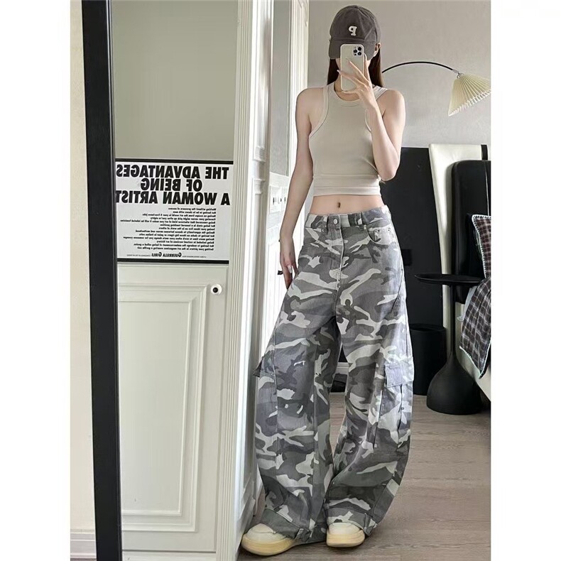 新款cleanfit破洞牛仔裤男水洗浅色复古宽松阔腿高街裤子,男装牛仔裤,星座506A
