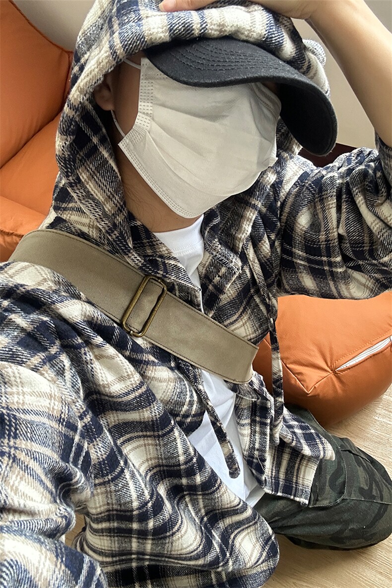 380G磨毛秋冬新款格纹连帽衬衫加厚磨毛格子外套CS328-P48,男装衬衫,星座301C-5