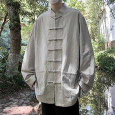 春秋棉麻复古青年汉服风唐装男女新中式外套中山装C04524-P45，男装衬衫，星座308B-2