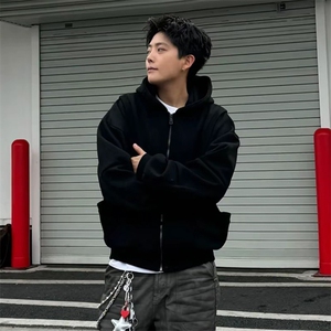 抖音得物高品质二开 25秋冬美式重磅宽松结构设计连帽卫衣外套W78图片