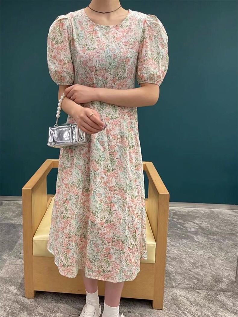 【现货】夏季新款碎花连衣裙短袖韩版西服，女装连衣裙，POHIO葆伊