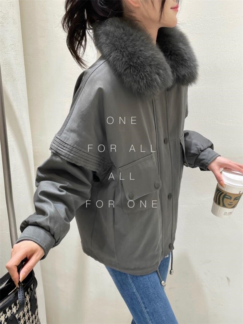 狐狸毛领派克，其它，虹朵朵