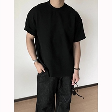 240克全棉双纱光板短袖三本针纯色T恤打底衫Y2235-特P14-4X-5X+1，男装T恤，星座610B-1