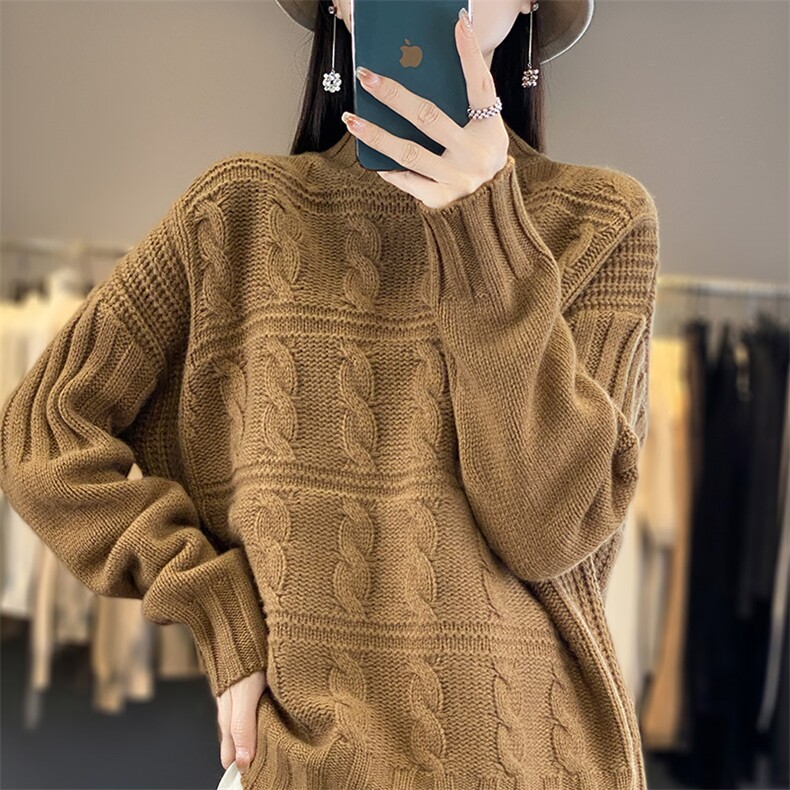 半高领针织打底衫女2025秋装新款气质内搭气质套头羊毛毛衣，女装羊毛衫，琳华羊绒