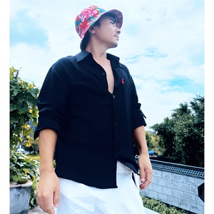 TS1慵懒风学院男士休闲长袖棉麻衬衫风透气凉爽高质量舒适潮图片