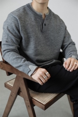老钱休闲亨利领套头毛衣百搭时尚长袖针织打底衫上衣男，男装T恤，星座914