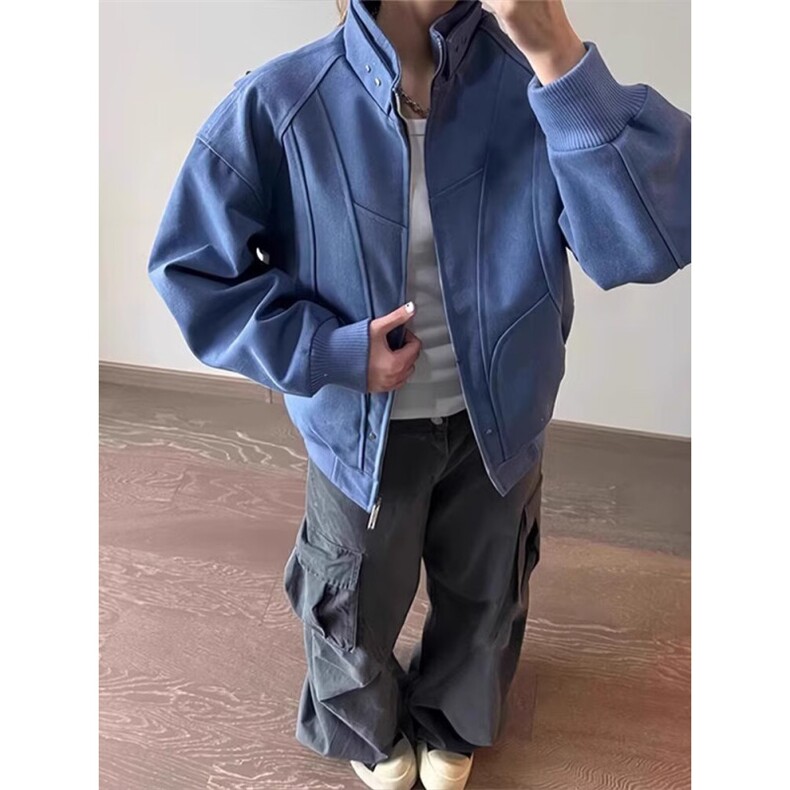 气质文艺慵懒ins潮流时尚百搭原宿简约日系新款工装立领夹克外套,男装夹克,星座506A