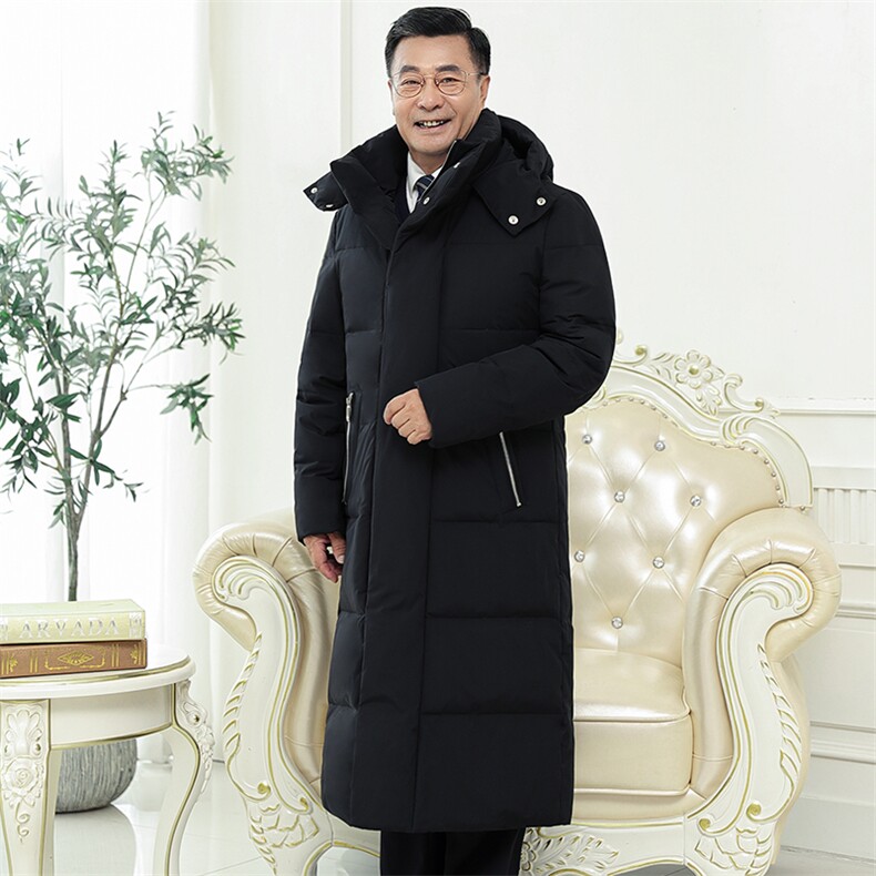 大货主推男装中老年羽绒服过膝长款爸爸装大码羽绒外套大衣,男装羽绒服,钱塘723