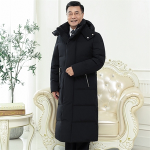 大货主推男装中老年羽绒服过膝长款爸爸装大码羽绒外套大衣图片