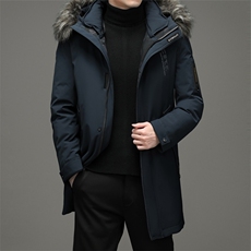 2023年毛领中长款男士羽绒服90%鸭绒毛领连帽棉衣男款ZG2937-P340，男装羽绒服，电商B212（原钱塘6029）