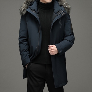 2023年毛领中长款男士羽绒服90%鸭绒毛领连帽棉衣男款ZG2937-P340图片