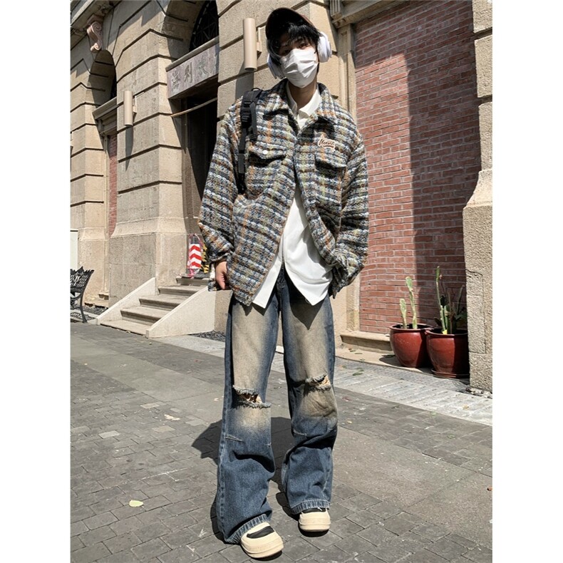 春秋美式复古重磅刺绣外套男女宽松休闲chic小香风夹克慵懒风上衣,男装夹克,星座516A