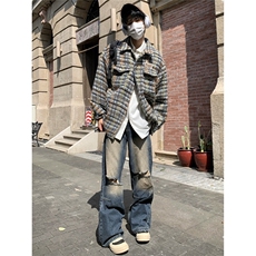 春秋美式复古重磅刺绣外套男女宽松休闲chic小香风夹克慵懒风上衣，男装夹克，星座516A