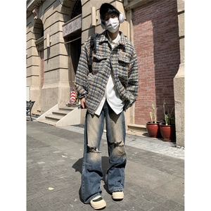 春秋美式复古重磅刺绣外套男女宽松休闲chic小香风夹克慵懒风上衣图片