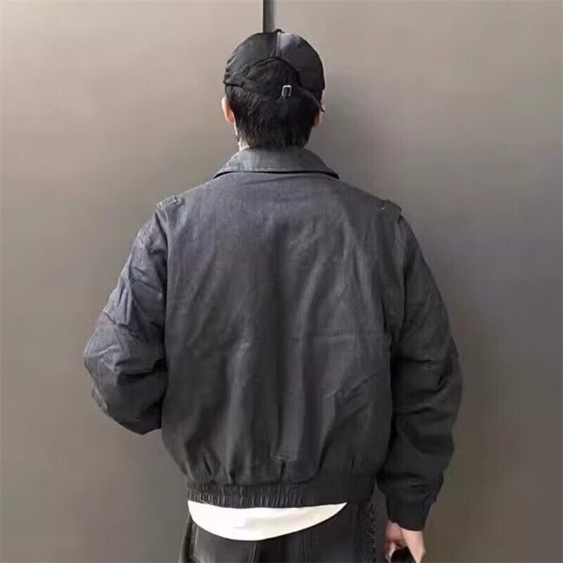 美式复古水洗拼接多口袋做旧解构拉链Bomber夹克外套短款JKK19P95,男装夹克,电商D256-2(原A064-2)