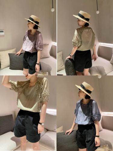 天丝木耳边小衫，女装，Da.金