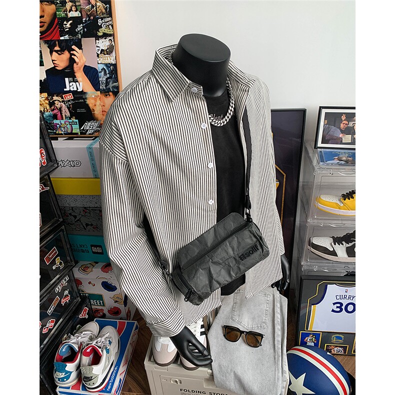 高品质牛仔条纹衬衫潮牌长袖衬衣潮流宽松休闲外套CS017-P30,男装衬衫,星座301C-5
