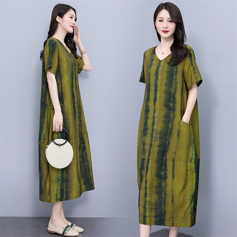 专柜~国风正宗香云纱冠乐绉中长宽松裙女24真丝气质太连衣裙,女装连衣裙,香香