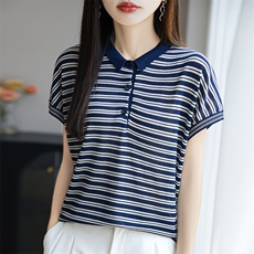 夏季新款简约莱赛尔天丝短袖女宽松百搭显瘦时尚休闲上衣，女装针织衫/毛衣，郡淞羊绒