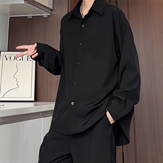 冷淡系高级感衬衫男春秋季青少年痞帅高级感垂感百搭长袖衬衣外套，男装衬衫，电商A141