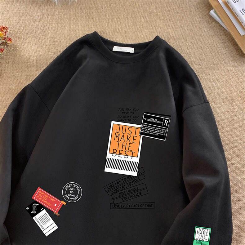 麂皮绒卫衣男大码重磅长袖t恤男JW81121-P35,男装卫衣,电商A040