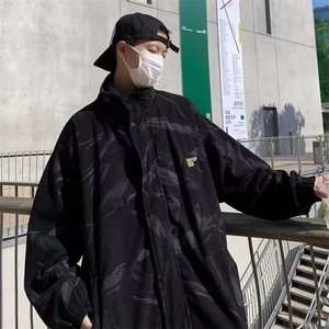 春秋灯芯绒翻领外套男休闲美式潮牌痞帅港风潮流刺绣W6013/P60图片