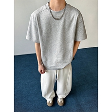 2026夏季新款拼接短袖T恤解构正肩圆领男女X64122-TP14不，男装T恤，电商A102
