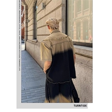 小众设计感港风做旧渐变色夹克套装街头痞帅拖地牛仔裤男潮，男装牛仔裤，星座506A