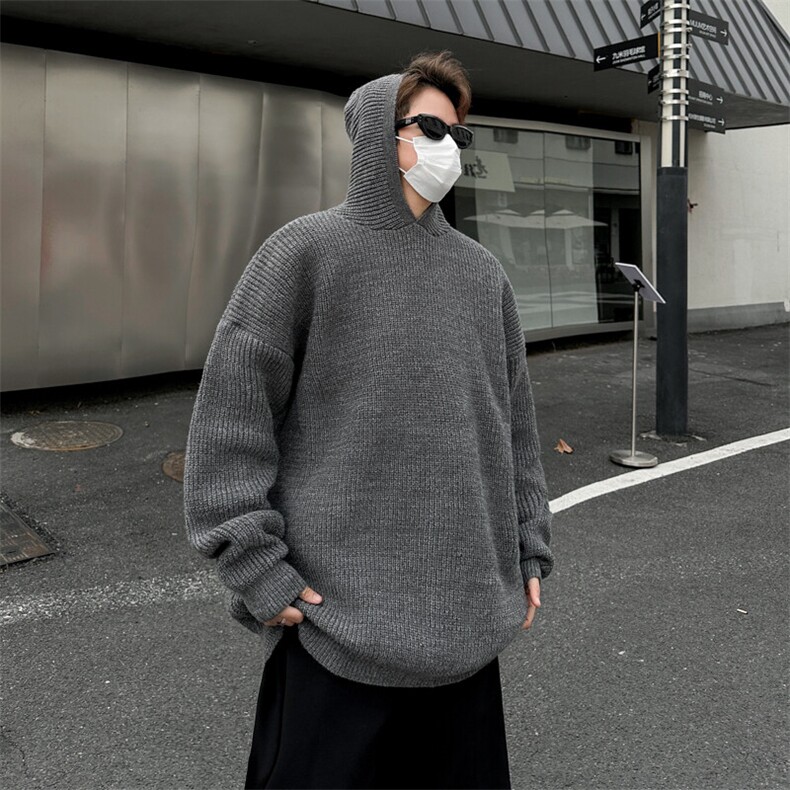 连帽毛衣男款2025秋冬季新款痞帅慵懒宽松针织衫外套MY620-P53图片