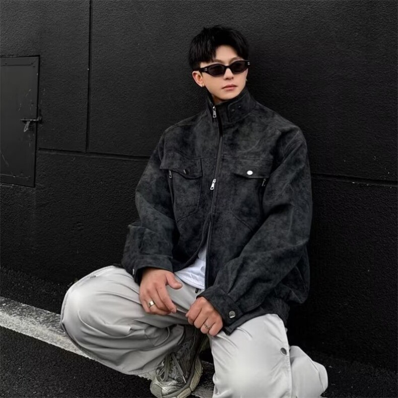 抖音得物痞帅外套男ins高街潮牌港系原宿风韩版潮宽松夹克AY1035，男装夹克，电商A443