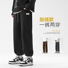 港风潮流直筒阔腿裤宽松运动卫裤休闲裤K665-特批-41加绒特批48，男装休闲裤，星座718-1