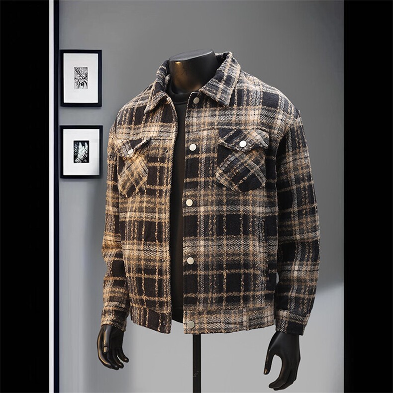夹克潮流青春时尚潮流格子衬衫外套休闲百搭外套J741P--58，男装夹克，电商A128