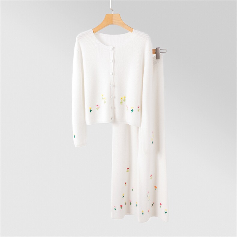 2024年秋季长袖圆领时尚气质简约长裤两件套，女装套装/套裙，绒知纯羊绒