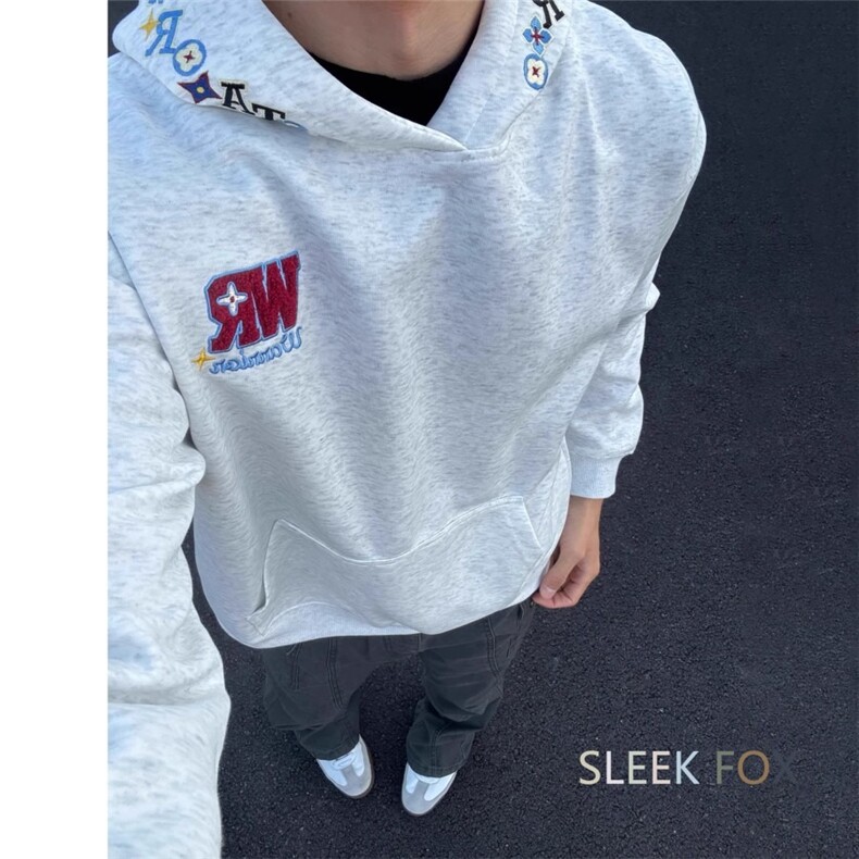 韩式潮流字母刺绣情侣卫衣秋冬季新款加绒连帽卫衣WAT13-P48,男装卫衣,星座208-5