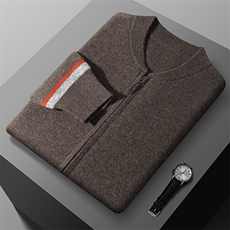 男士秋冬新款百搭都市潮流青春流行撞色棒球开衫，男装羊毛衫，江杉羊绒