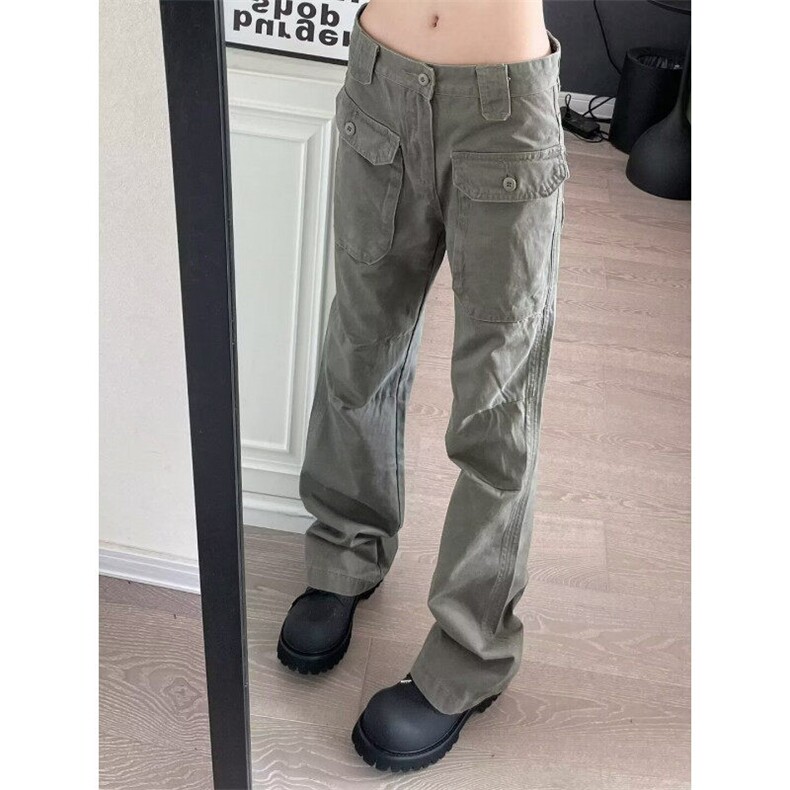DNZ44-P58美式复古微喇叭工装裤男女口袋休闲伐木伞兵裤-网图现货,男装牛仔裤,星座603-2