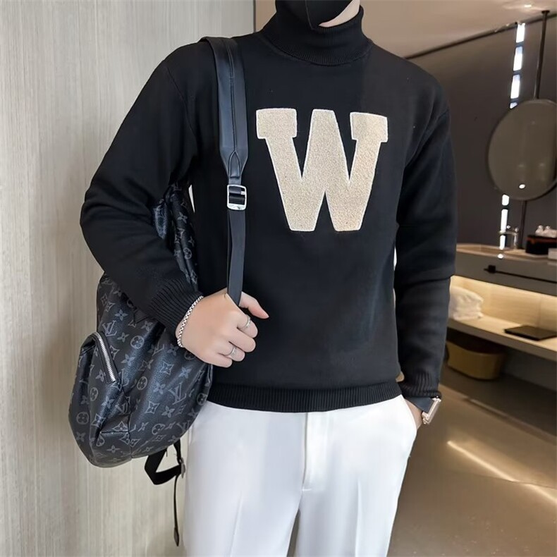 痞帅高领毛衣男2024秋冬新款内搭打底针织衫毛线上衣Q138,男装针织衫/毛衣,星座1116A-2（原606A-1）