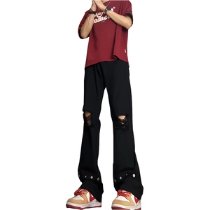 夏季ins美式高街 hiphop破洞铆钉牛仔裤货号K750P60图片