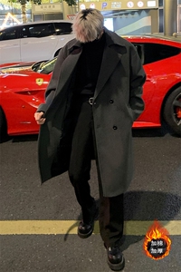 韩式加厚毛呢大衣男中长款呢子风衣英伦雅痞男装外套 MN1798/P100图片