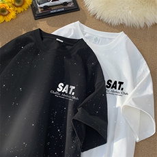 量大优供抖音视频支持得物配合二开美式满天星亮片短袖T恤MTX311，男装T恤，电商A486