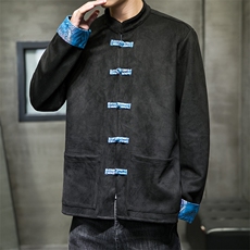 盘扣外套男麂皮绒立领改良汉服刺绣唐装新中式轻风M702/P100，男装民族服装，星座206（原A221）