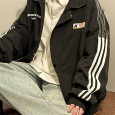 夹克男春秋季条纹设计感休闲棒球服潮牌痞帅情侣外套男HH653P59，男装夹克，星座1013-5