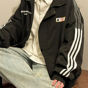 夹克男春秋季条纹设计感休闲棒球服潮牌痞帅情侣外套男HH653 P59图片