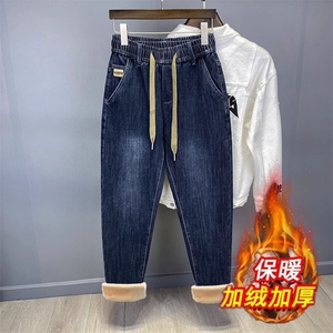 1506-1/KF11621/P48高档弹力牛仔裤男士秋冬加厚加绒休闲长裤子男图片