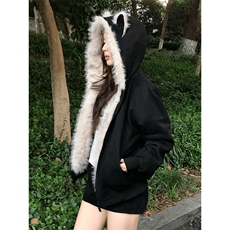 现货重磅硬挺boxy羽绒棉衣座山雕猫耳大毛毛领麂皮棉服冬外套，男装棉衣，电商A486